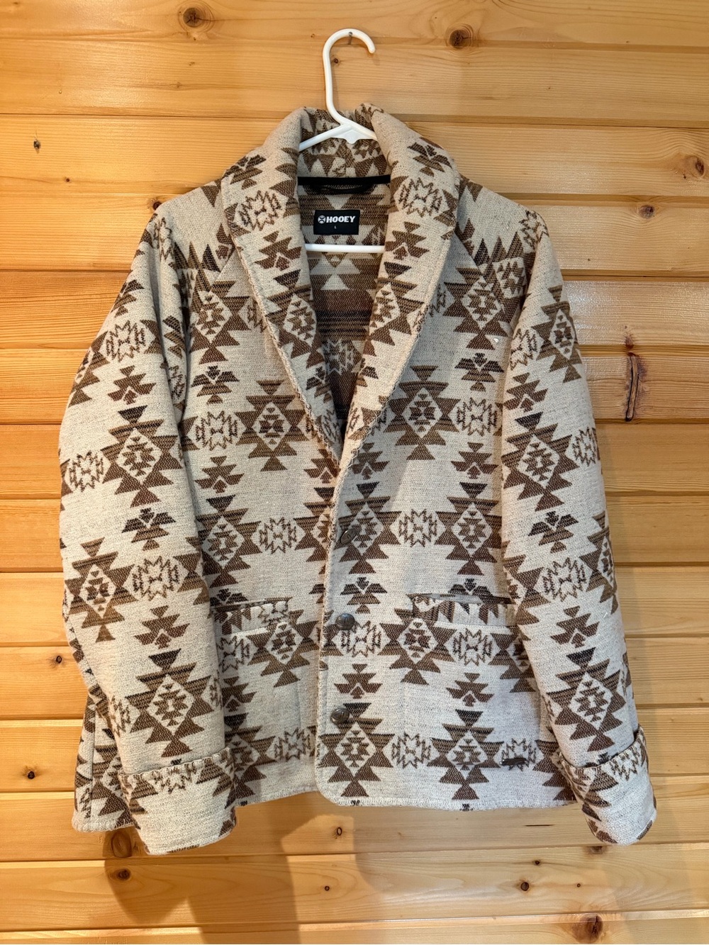 Hooey Cream and Brown Aztec Shawl Collar Blazer NWOT